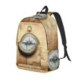 thumbnail image 1 of Disketp Magnetic Old Compass On World Map print Canvas Backpack Lightweight Travel Daypack Student Rucksack Laptop Backpack-Small, 1 of 5