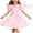 Pink, variant on Amidoa Girls Puff Sleeve Dresses- Casual Crewneck Short Sleeve Cute Summer Midi Dress Black Size 5-14