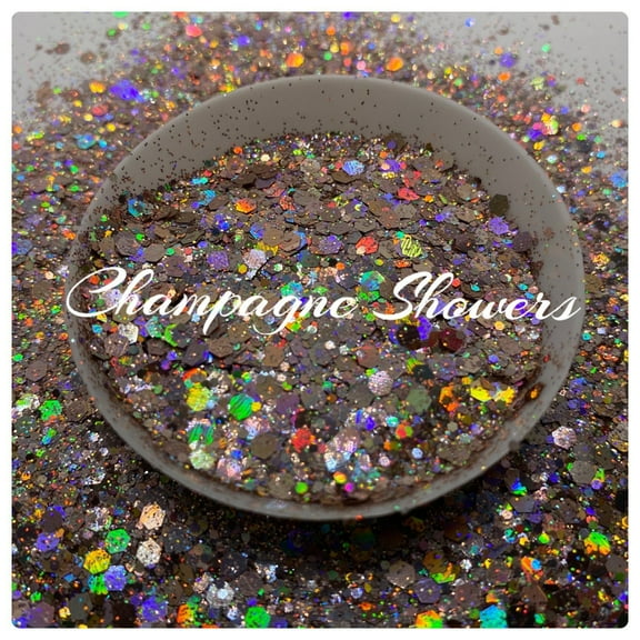 Champagne Showers: Holographic chunky glitter mix - Sold By TwoFaced Glitters 1oz Wt.