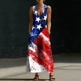 thumbnail image 5 of Fewfanhot 4th of July Women 250th Anniversary American Flag Maxi Dress, V-Neck Sleeveless Patriotic Star Stripe Long Dress with Pockets, Casual Summer Loose Fit Sundress, S-3XL, 5 of 8