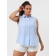 thumbnail image 4 of Camisas con botones de oficisin mangas de talgrande pamujer Top Azul 4XL, 4 of 6