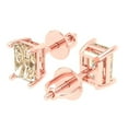 thumbnail image 2 of 2 ct Screw-Back Stud Earrings for Women | 7x5mm Emerald Cut Natural Morganite | 18K Rose Gold, 2 of 4
