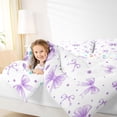 thumbnail image 4 of Homewish Kawaii Purple Ribbon Full Size Comforter Sets for Kids, Princess Bow-tie Bow Bedding Comforter Set, Cute Watercolor Bowknot Reversible Bedding Sets, Luxury Bedroom Decor, 3-Piece, 4 of 8