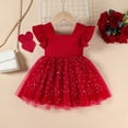 thumbnail image 2 of xfsWaSs Baby Girls Tutu Dress Toddler Ruffle Sleeveless Shiny Heart Prints Birthday Princess Tulle Dresses Stylish Summer Party Dress 9-12 Months, 2 of 6