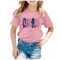 thumbnail image 4 of ZHUASHUM Kid Clothes For Girls Summer Round Neck Short Sleeve T Shirts Solid Color Cartoon Prints Independence Day Tees 4Th Of July Daily Tops 4-5 Years Pink, 4 of 4