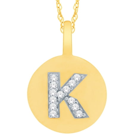 Diamond Accent 14kt Yellow Gold Initial K Alphabet Letter Pendant, 18 Chain