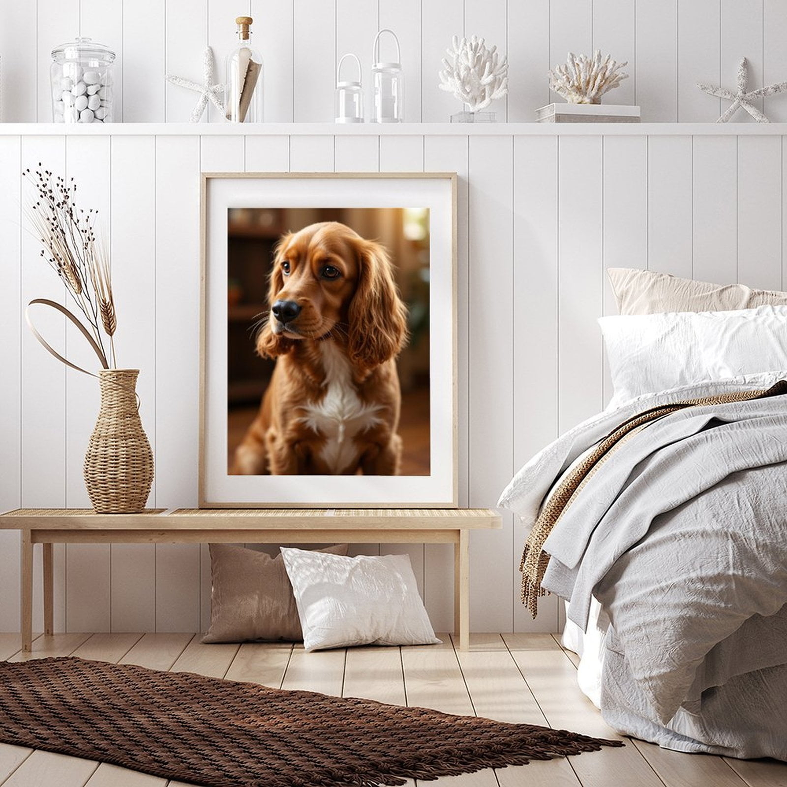Diamond Art Kit for Adults, Golden Spaniel Portrait Indoors Diamond Painting for Adults Beginners, DIY Diamond Art Painting Kits, 5D Diamond Painting Crafts for Home Decor 12x16 Frameless