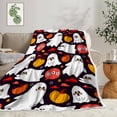 thumbnail image 2 of Halloween Throw Blankets for Couch Bed Cartoon Ghost Fleece Blanket Pumpkin Decorations, Yellow Gothic Pumpkin Lights Halloween Blankets, Kawaii Cozy Shadows Room Decor Halloween Decorations Indoor, 2 of 5