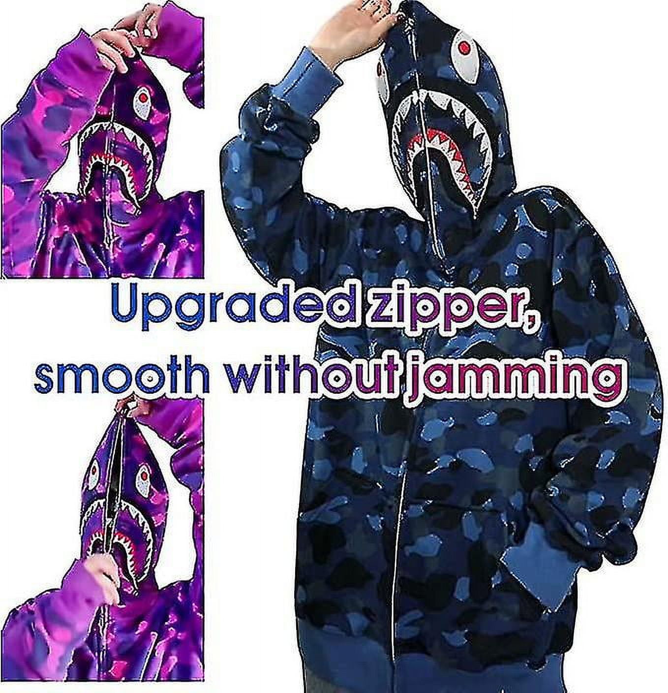 Shark Ape Bape Hoodie Camo Print Polyester Sweater Casual Loose