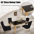 thumbnail image 6 of 5-Piece 65" Glass Dining Table Set for 4, Tempered Glass Top with Flute-Inspired Mirrored Stainless Steel Legs, 4 Button-Tufted Velvet Chairs with Stainless Steel Legs, 6 of 7
