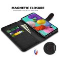 thumbnail image 3 of Galaxy A51 5G Case, Njjex Galaxy A51 5G Cases [3 Card Slot] [Kickstand] [Gift Box] Leather Folio Flip Wallet Case [RFID Blocking] for Samsung Galaxy A51 5G Version 2020 6.5"- Black, 3 of 10