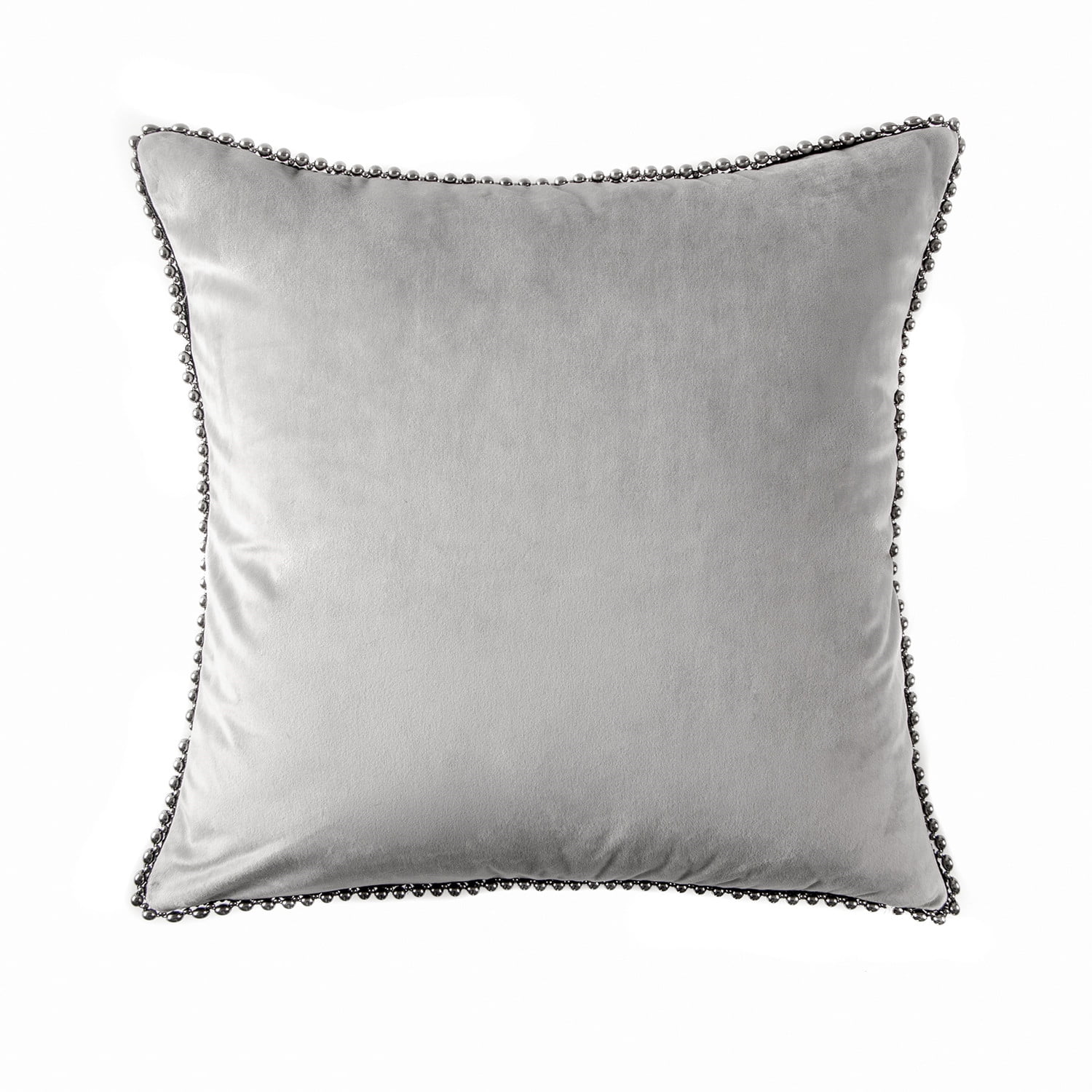 Phantoscope Particles Trimmed Soft Velvet Throw Pillow, 18" x 18", Gray with Silver Particles, 1 Pack