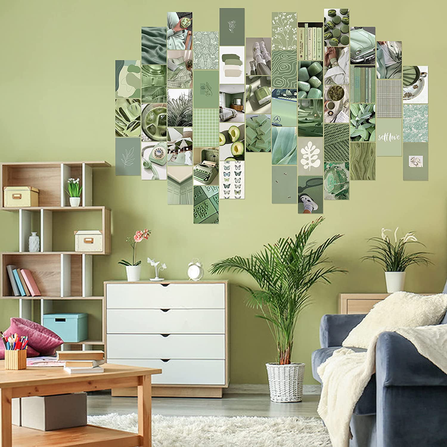 Sage Green Collage Wallpaper  Hovia