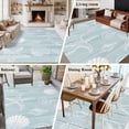 thumbnail image 5 of Ocean Beach Area Rugs 6'x9', Small Throw Rugs for Kitchen Dining room, Summer Coastal Starfish Shell Conch Wooden Green Indoor Outdoor Rug Non-Slip Low Pile Carpet Runner Reversible Floor Mats, 5 of 8