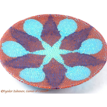 Large Fused glass decorative Platter "Surprise"; round plate; murrine