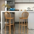 thumbnail image 3 of Gymax Set of 2 Bar Stools Spindle-Back Bar Height Rubber Wood Kitchen Chairs Natural, 3 of 10