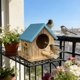 thumbnail image 4 of Casita y comedero para pájaros de madera maciza para jardín exterior | Nido resistente a la lluvia y a la intemperie | Refugio cálido para pájaros pequeños, colgante o montado, 4 of 6
