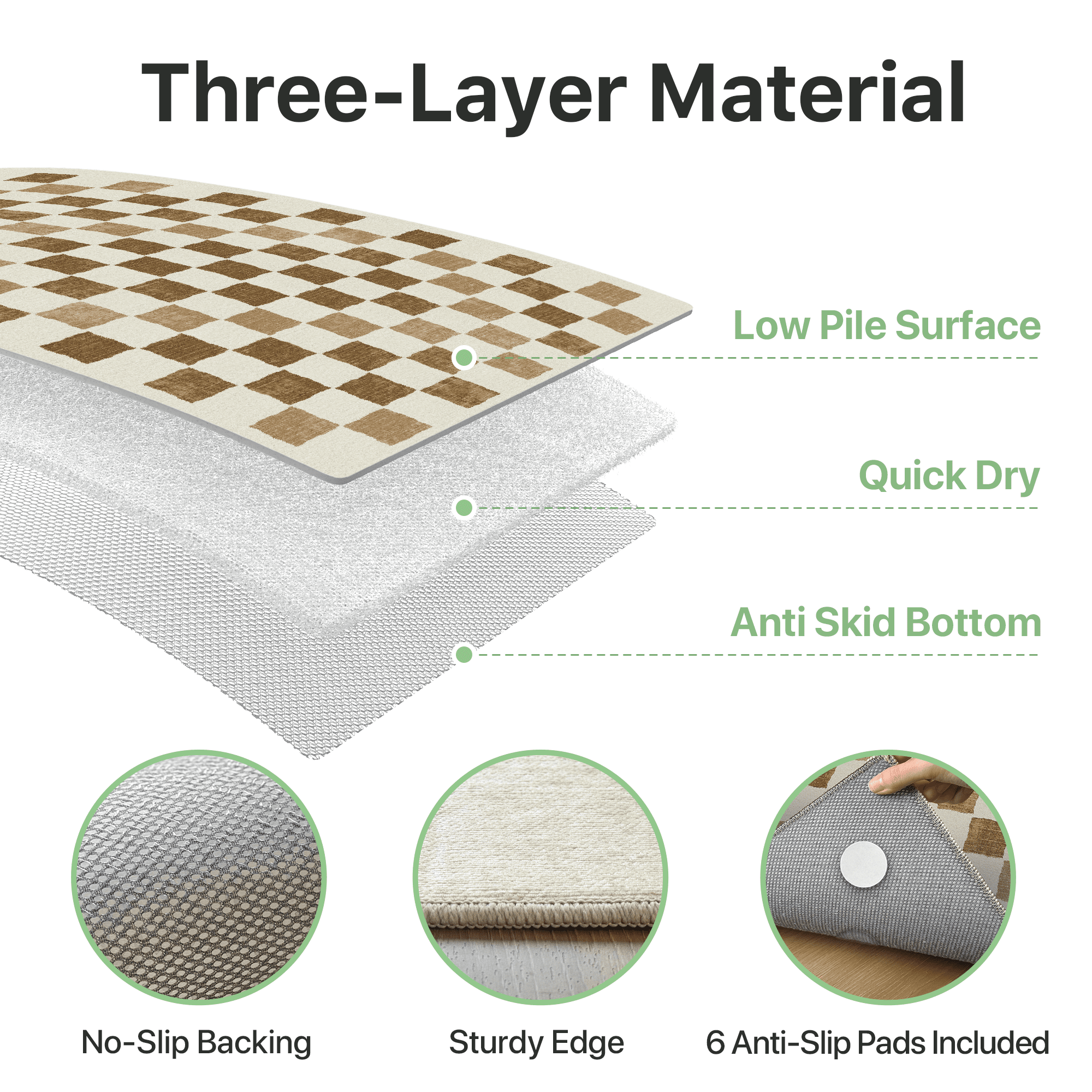 DEORAB Outdoor Rugs 8'X10' Chenille Patio Rug Three-Layer Material Imitation Silicone Spot Molding Camping Outside Rv Mat,BROWN & BEIGE