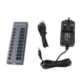 thumbnail image 2 of Hub USB Alimentado, 100-240V 10 Puertos USB3.0 Hub Fuente De Alimentación Independiente Diseño De Control Separado Para Teclado De Mouse, 2 of 7