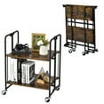 thumbnail image 1 of Gymax 2-Tier Folding Bar Cart Kitchen Serving Island Utility Cart Storage Shelves, 1 of 10