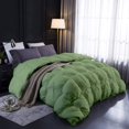 thumbnail image 4 of Moss All Season Down Pin-Tuck Comforter- Eastern King Size 118 x 110 Inches 1 pc Pinch Pleated Comforter 600 GSM & 4-Corner Tab's 100% Egyptian Cotton- Moss Solid, 4 of 15