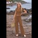 thumbnail image 5 of Conjunto Deportivo de Verano para Mujer, de Corta y Bloques de Color, con Pantalones Ajustados, A Juego, para Estar en Casa, 2025 Color Café M, 5 of 8