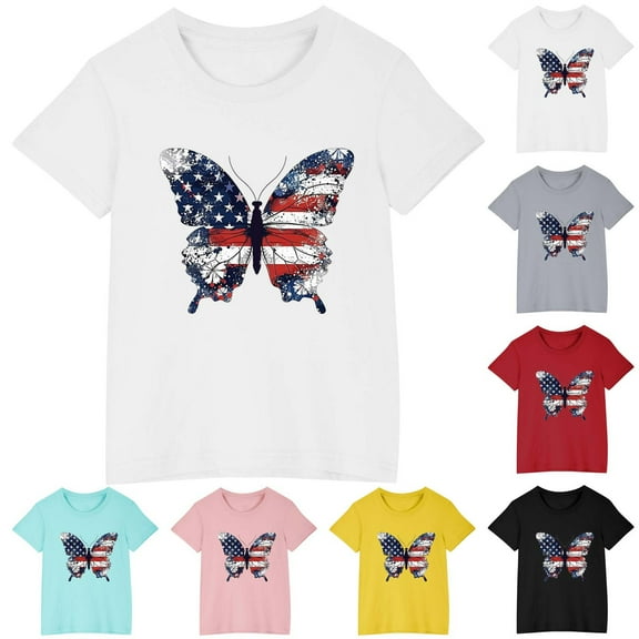 OKSALE Boys 4th of July Shirt Size 8 Funny American Flag Graphic Tee Tops Summer Short Sleeve Tshirts for Unisex Girls Boys Memorial Day T-Shirts