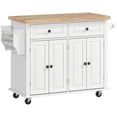 thumbnail image 1 of White Kitchen Island Cart with Storage & Spice Rack - Rolling Kitchen Trolley, 43.7" x 17.5" - Ideal for Kitchen & Dining Room Organization, 1 of 7