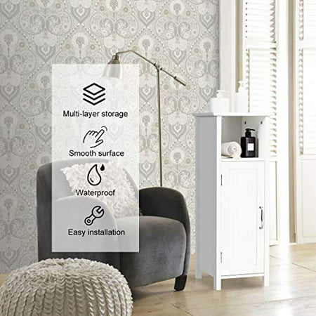 Tangkula Bathroom Storage Cabinet, White Bathroom Storage Ottoman