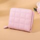 thumbnail image 1 of Cartera con cremallera a cuadros para mujer y niña, minimonedero de cuero Pu para tarjetas, llaves, monedas, cambio pequeño (rosa) ER, 1 of 3