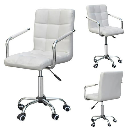 Yaheetech Modern PU Leather Midback Swivel Arms Adjustable Executive Office Chair,