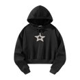 thumbnail image 1 of Sudaderas con capucha con cordón para mujer, jersey de manga larga, sudadera recortada, Top corto cómodo y suave a la moda para entrenamiento de viaje L, 1 of 8