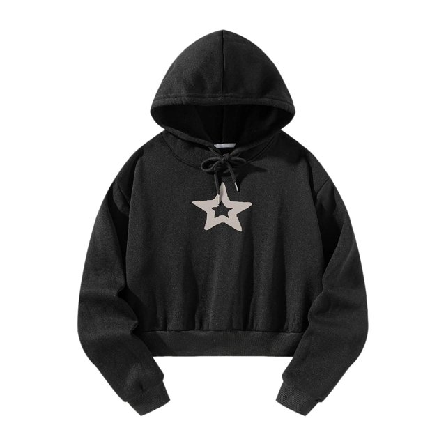 Sudaderas con capucha con cordón para mujer, jersey de manga larga, sudadera recortada, Top corto cómodo y suave a la moda para entrenamiento de viaje L