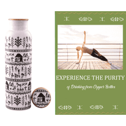 Warli Print White Copper Bottle