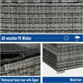 thumbnail image 4 of FHFO Outdoor Wicker Storage Box,88 Gallon Rattan Deck Box, Aluminum Frame Storage Bin for Cushion Pillows, Towels, Garden Tools, Toys, Brown,Grey, 4 of 7