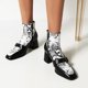 thumbnail image 3 of NECHOLOGY Botas Mujer Adulto Femenino Zapatos Botines mujer Botines de mujer en otoño e invierno patrón de bloqueo de color de moda cómodo punta cuadrada tacón grueso (White, 7.5), 3 of 7