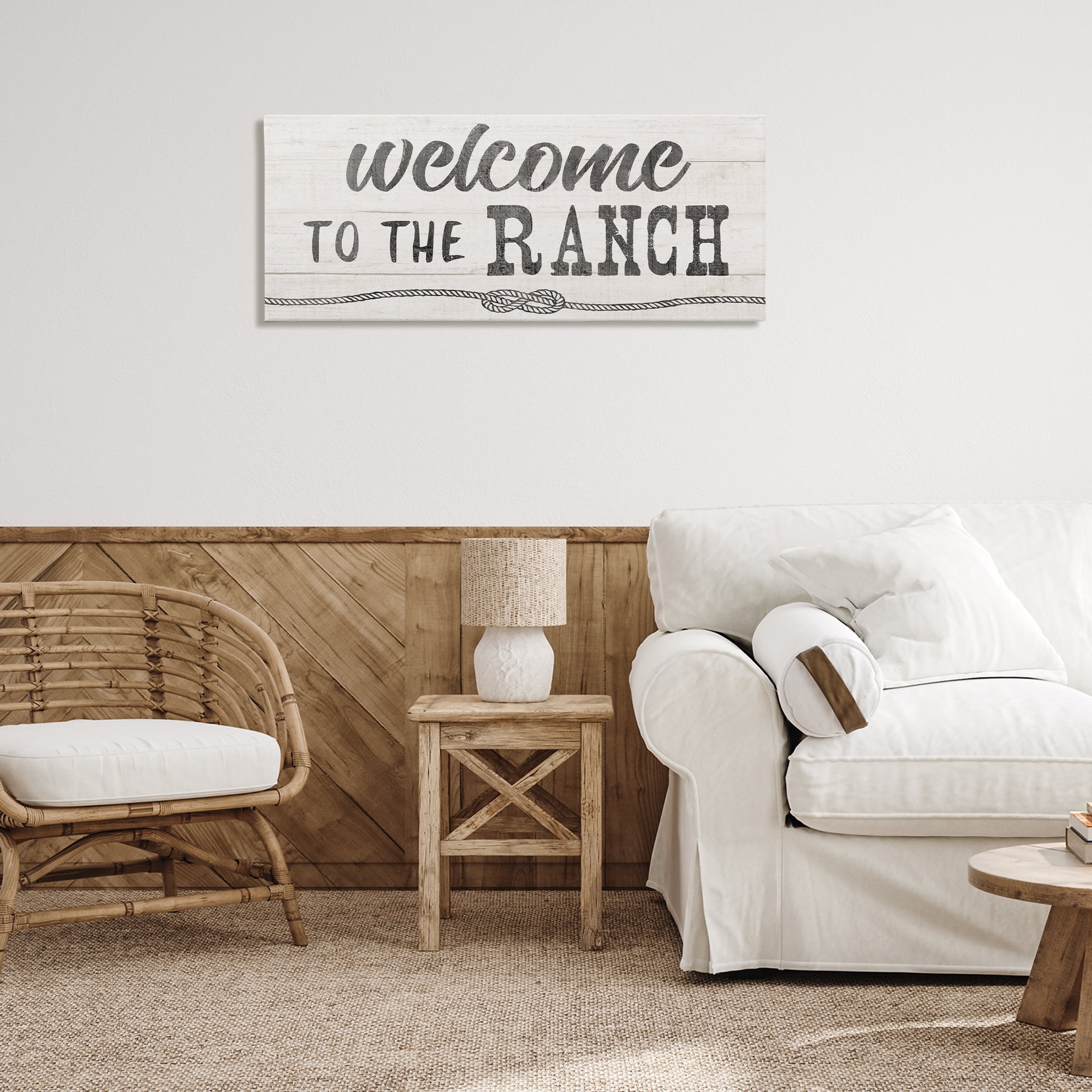 Stupell Industries Welcome to Ranch Rustic Text & Numbers Painting Wrapped Canvas Art Print Wall Art, 40 x 17