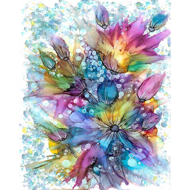 Pintura al óleo por números Kit de pintura Splash Tinta colorida Flor Dibujo sobre lienzo FLhrweasw Nuevo