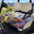 thumbnail image 2 of COEQINE 2-in-1 Golf Cart Seat Cover & Carry Bundle, Folds Like a Bag with Handle, Universal Fit for Two-Seaters, 4 Storage Pockets, Machine Washable Polyester, Hummingbird Daisy Purple, 2 of 8