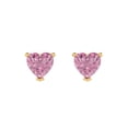 thumbnail image 3 of 1.5 Ct Heart Cut Studs Pink Crystal 18K Yellow Solid Gold Everyday Dainty Earrings Push Back, 3 of 7