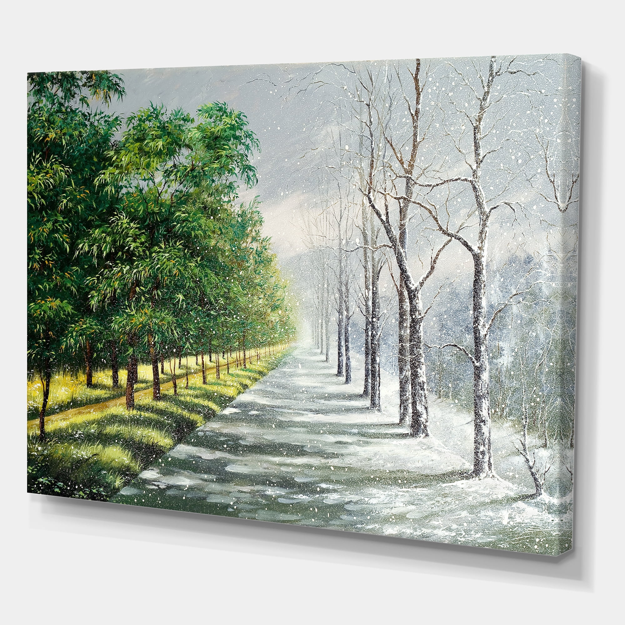 Designart ' Summer and Winter United ' Country Canvas Wall Art Print