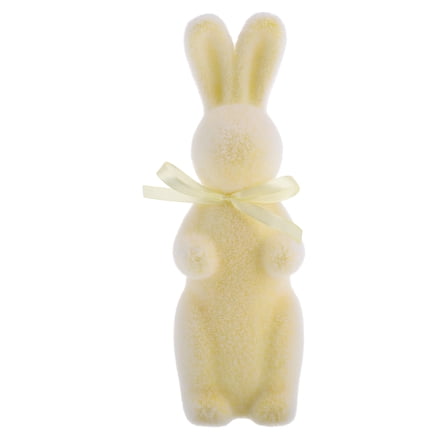 Easter Bunnies Decorations Fuzzy Flocked Easter Rabbit Figurine Toy Faux Moss Rabbit Statue Bunny Sculpture For Outdoor Easter Table Decor Yellow