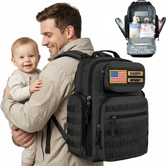 MIRACOL Diaper Bag Tactical for Dad: 40L Rugged Military-Style Dad Baby Backpack with 16 Pockets - Water-Resistant 900D Fabric & MOLLE for Organized Travel Gear
