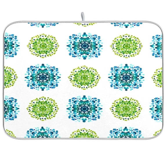 Iauyy Dish Drying Mat for Kitchen Counter, Super Absorbent & Hanging 16x18 / 18x24 Inch (S/M) Minimalist Geometric Forms