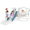 thumbnail image 1 of Costway Toddler Slide and Swing Set 4-in-1 Indoor Playground with Extended Slide & Swing Blue, 1 of 10