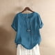 thumbnail image 2 of Túnica boho de algodón y lino para mujer en tallas grandes: blusa informal holgada y transpirable, manga 3/4, cuello redondo, tallas S-5XL., 2 of 3