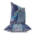 thumbnail image 3 of Enchanted Peacock Indoor/Outdoor Pillow with Removable Cover in Indigo 16x16, 3 of 7