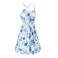 thumbnail image 4 of VISgogo Vestido sin mangas de verano para mujer, estampado de flores/leopardo para adultos, cuello en V, correa de espagueti cruzada, una pieza con bolsillos VISgogo  moda, 4 of 6