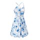 thumbnail image 4 of VISgogo Vestido sin mangas de verano para mujer, estampado de flores/leopardo para adultos, cuello en V, correa de espagueti cruzada, una pieza con bolsillos VISgogo  moda, 4 of 6