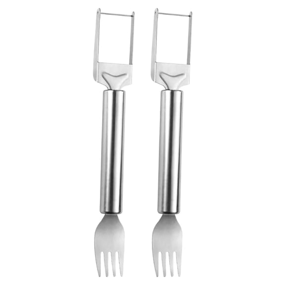 Stainless Watermelon Slicer with Fork, Effortless Cube Cutter, No Mess Fruit Tool for Soft Fruits, Lightweight for Outdoor Adventures And Snacking, 2Pc Watermelon Fruit Cutting Fork